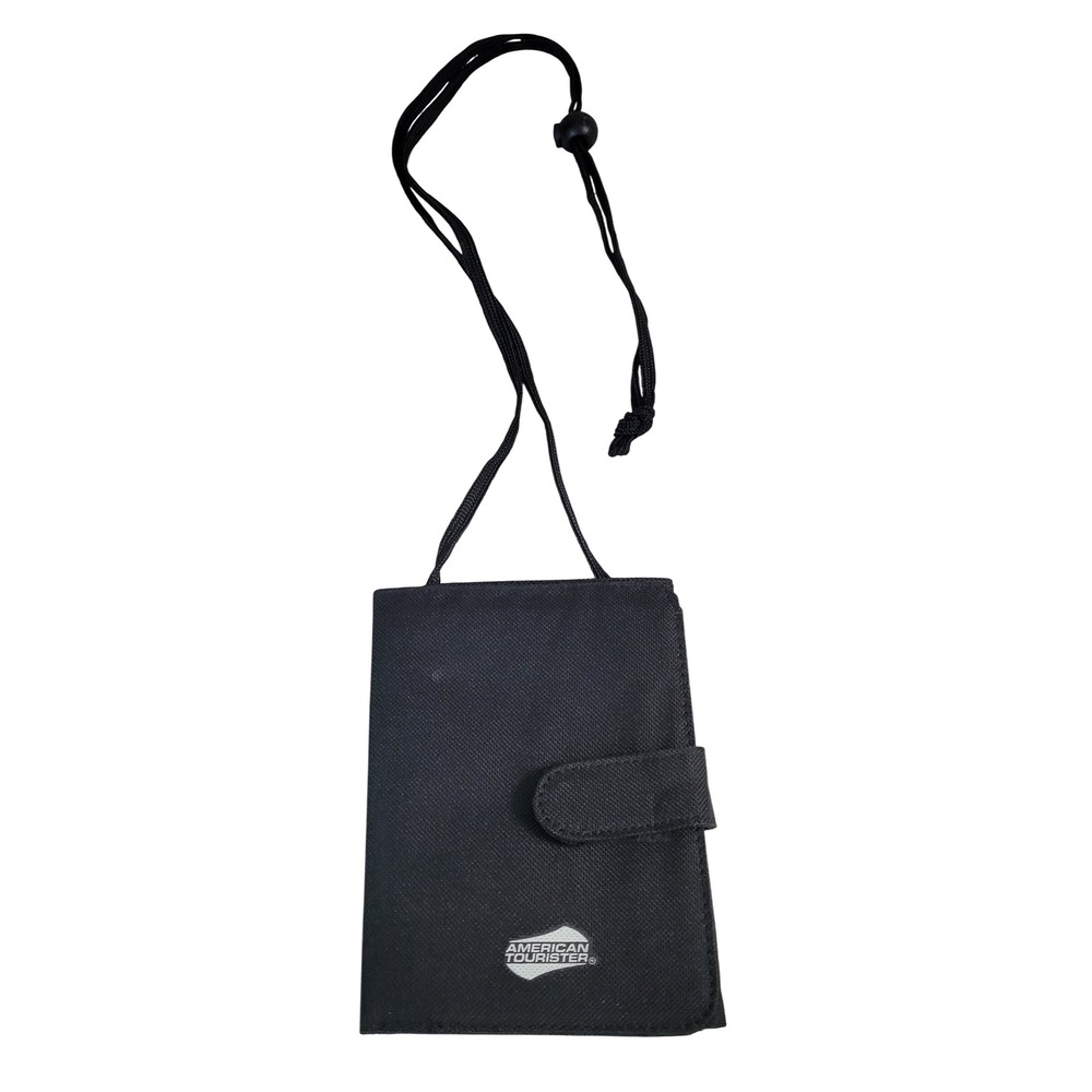 American Tourister Neck Wallet Travel Passport Holder Black Adjustable Strap OS